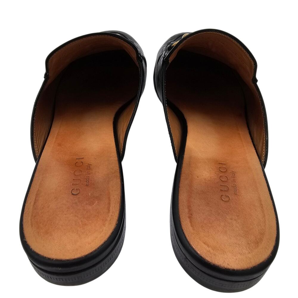 Gucci Princetown Horsebit Flat Mule Black Leather Slipper Size 38.5 US 8.5 - Picture 6 of 10
